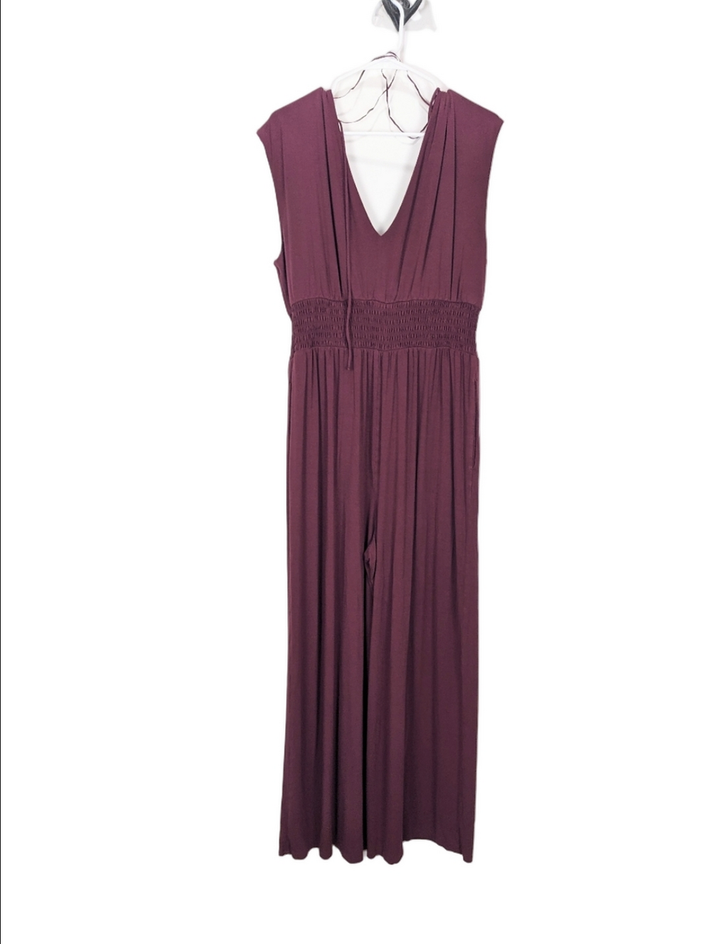 Old Navy Waist Defined Shirred Jumpsuit Dark Mauve Size Large Tall - Picture 2 of 9